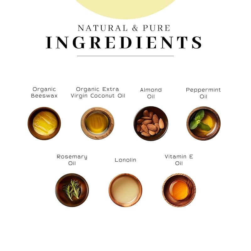 Vanman’s - Handmade Peppermint Beeswax Lip Balm (9 Pack) - Peppermint Lip Balm with Rosemary, Almond and Coconut Oil - Bee Balm with Vitamin E - Peppermint Balm Ideal for Dry Lips