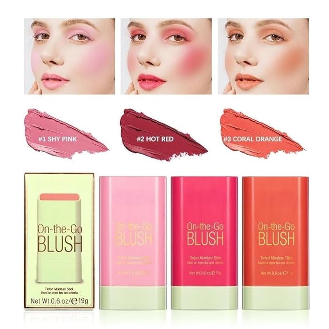 Blush Rare Beauty Liquid Blush Cream Blush Stick For Cheeks Natural Blendable Powder Blusher Stick On The Go Blush Brushes For Makeup Cheeks,Natural Waterproof, Long Lasting (red)