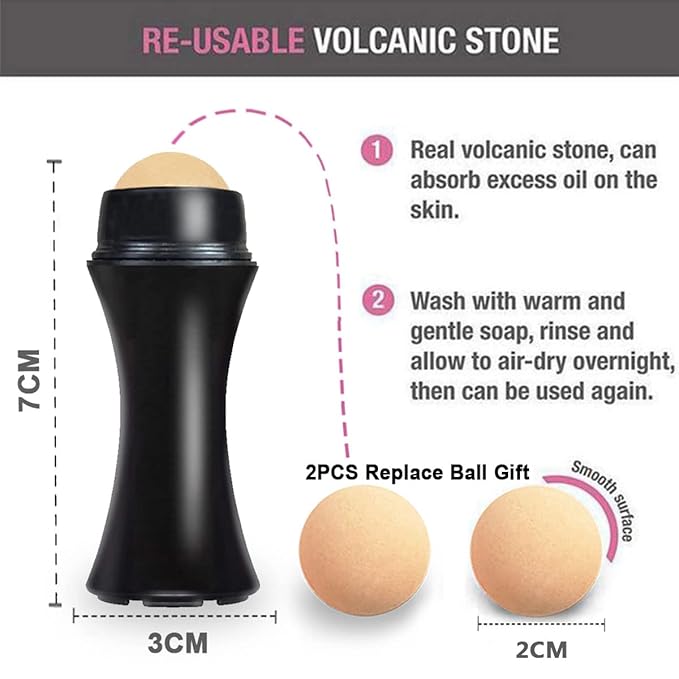 103 PCS Volcanic Roller Oily Skin Oil Control On The Go Volcanic Face Roller Oil Absorbing Volcanic Roller with Oil Blotting Sheet Paper for Oily Skin Care Oil Control Film Tissues(Type1)