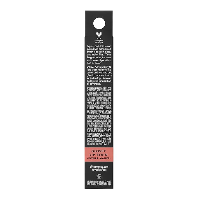 e.l.f. Glossy Lip Stain, Long-Lasting, Lightweight Lip Stain For A Sheer Pop Of Color & Subtle Gloss Finish, Vegan & Cruelty-Free, Power Mauves