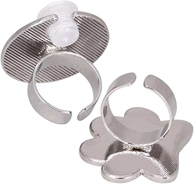 2 Pcs/Lot Mini Manicure Palette Wearable Metal Nail Art Polish Holder Paint Palette Finger Rings Nail Art Tools Palettes Palette Cups