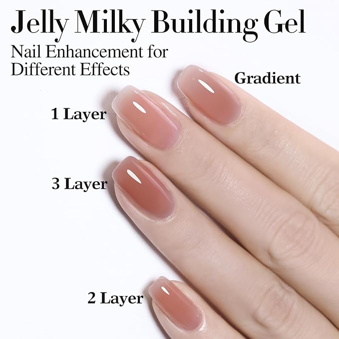 Double Rhythm 0.52Oz Nail Strengthener Rubber Gel Polish Builder in a Bottle for Nail Thickening Extension Hard Structure Glue (Extension Skin Nude)