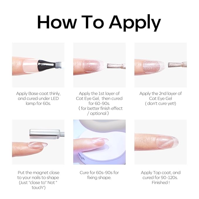 Modelones Cat Eye Gel Nail Polish, 6 Colors Glitter Summer Pink Blue Green Blue Gel Polish Set with Magnet Sparkle Translucent Nail Polish Kit Soak Off Led Nail Art Manicure Salon DIY Gifts