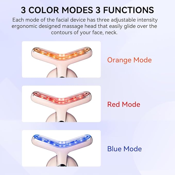 Neck Face Massager, Multifunctional Facial Massager, Face Sculpting Tool for Skin Care with Vibration, Thermal (Pink Silver)