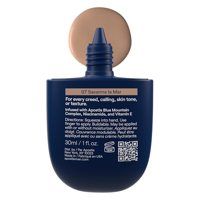APOSTLE Reclaim Tinted Moisturizer for Men (7 Savanna La Mar) Niacinamide, Vitamin E, Squalane, Hyaluronic Acid, Tinted Face Moisturizer For Men.Hydrates, Evens Skin Tone 1 Fl. Oz.