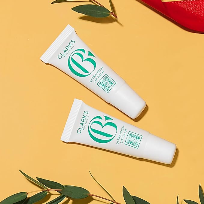 Clark's Botanicals Mini Ultra Rich Lip Balm: Travel Size Plumping Moisturizer with Collagen and Shea, Mango & Avocado Butter + Vitamin E, Stimulating Organic Lip Treatment | 0.13 fl oz (Pack of 2)