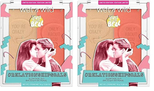 wet n wild Saved By The Bell Highlighter + Illuminator Glow Face Duo, Highlighter Makeup Powder, Illumniator Makeup Powder, Cruelty-Free Makeup, Relationship Goals,1114533 (Pack of 2)