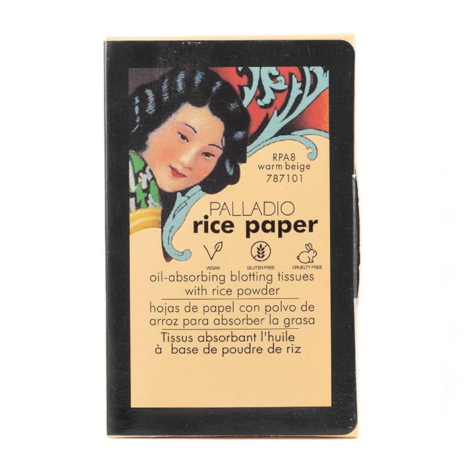 Palladio Rice Paper Facial Tissues for Oily Skin, Face Blotting Sheets Made from Natural Rice, Oil Absorbing Paper with Rice Powder, 2 Sided, Instant Results, Warm Beige, 40 Count (Pack of 3)