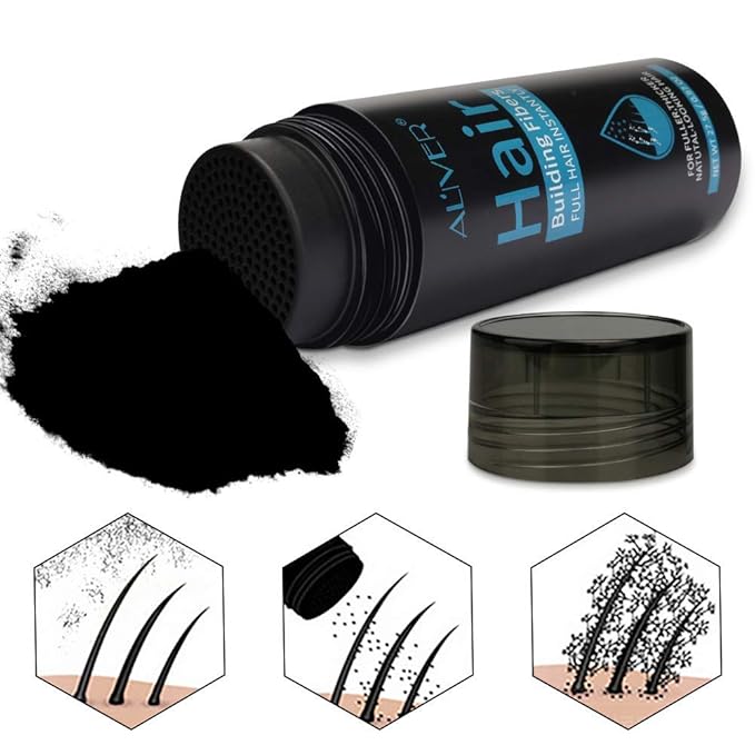 Aliver Hair Fibers for Thinning Hair with Spray Dark Brown - Undetectable Natural Formula - Thicker Fuller Hair in 15 Seconds - Conceals Hair Loss & Look Younger - Designed for Men & Women,0.97Oz