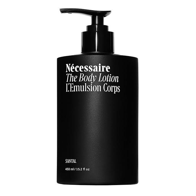 Nécessaire The Body Lotion with Pump. Santal. Multi-Peptide Firming Lotion to Moisturize, Firm, Strengthen. 2.5% Niacinamide, Vitamin C/E + Omega 6/9. 450ml / 15.2 fl oz