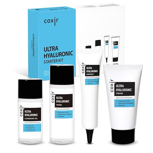 coxir ULTRA HYALURONIC STARTER KIT /cleansing oil+toner+ampoule+cream tralvel kit/[2.68 fl.oz (Pack of 1)]