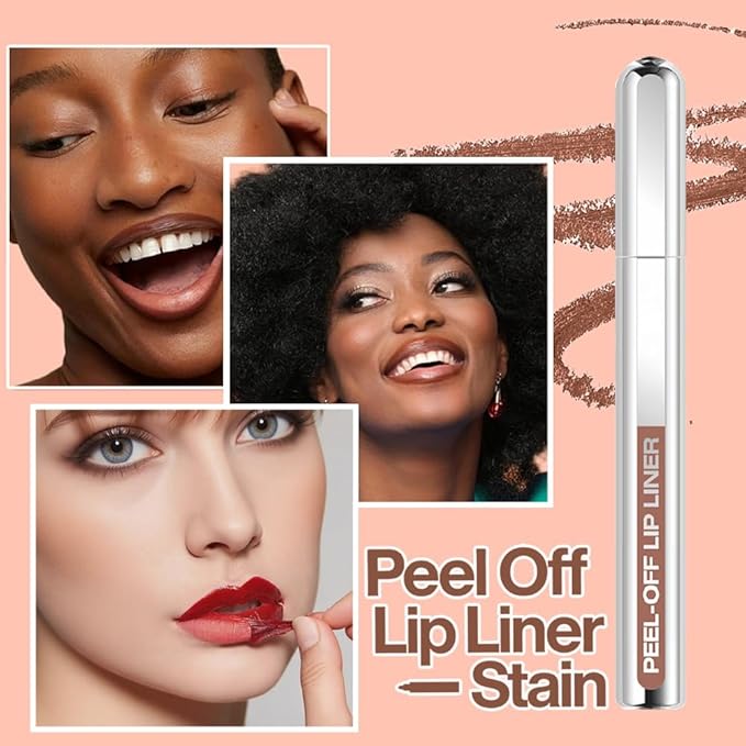 3 Colors Peel Off Lip Liner Stain Kit, Long Wear Matte Lip Tint Stain Set with Tweezer for Women, Waterproof Transfer Proof Highly Pigmented Peel Off Liquid Lipstick for All Skin Types (#1,2,3)
