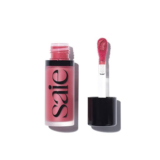 Saie Dew Blush - Lightweight Liquid Blush with a Blendable + Buildable Cream Finish - Dewy Cheek Tint with Doe Foot Wand Makeup Applicator - Bright Berry Blush - Dreamy (.40 oz)