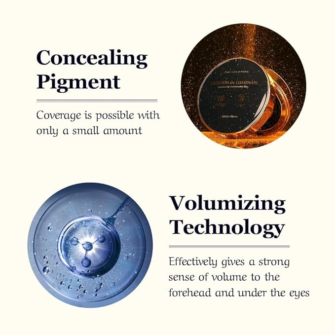 [CHALLANS de PARIS] Cushion de LUMINÁRE Cushion Foundation – 21 Bright Ivory | Radiant Glow, Full-Coverage, Lightweight Adhesion, Long-Wear, Luminous Finish, Korean Makeup, 0.53 oz