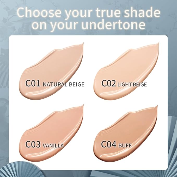 Catkin Phoenix Cushion Foundation Buildable Coverage Anti-Aging Serum Makeup, Sheer Satin Finish, Refill Included, Light Beige 0.46 Oz x 2, C02 IVORY