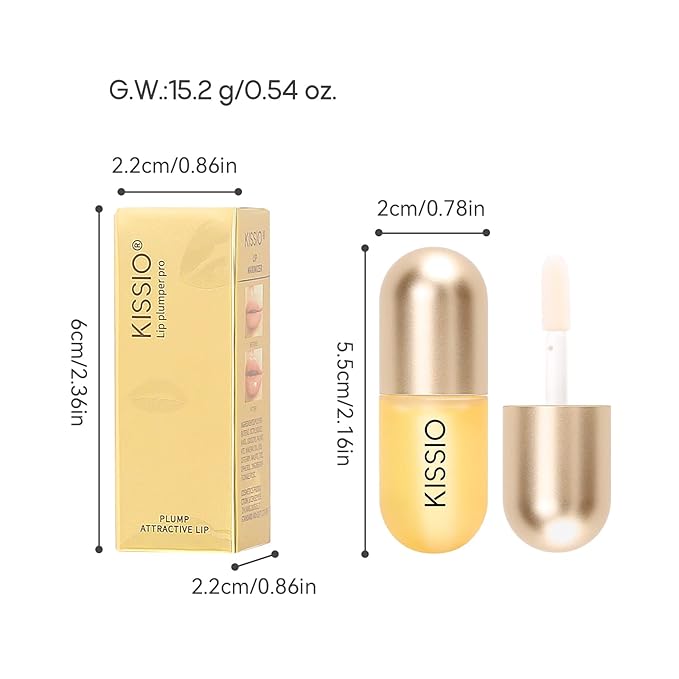 KISSIO Lip Plumper,Day Lip Plumper,Lip Enhancer,Plant Extracts Plumping Lip Serum,Lip Plumping Balm,Moisturizing Clear Lip Gloss for Fuller Lips and Hydrated Beauty Lips 5.5ml (06 Clear)