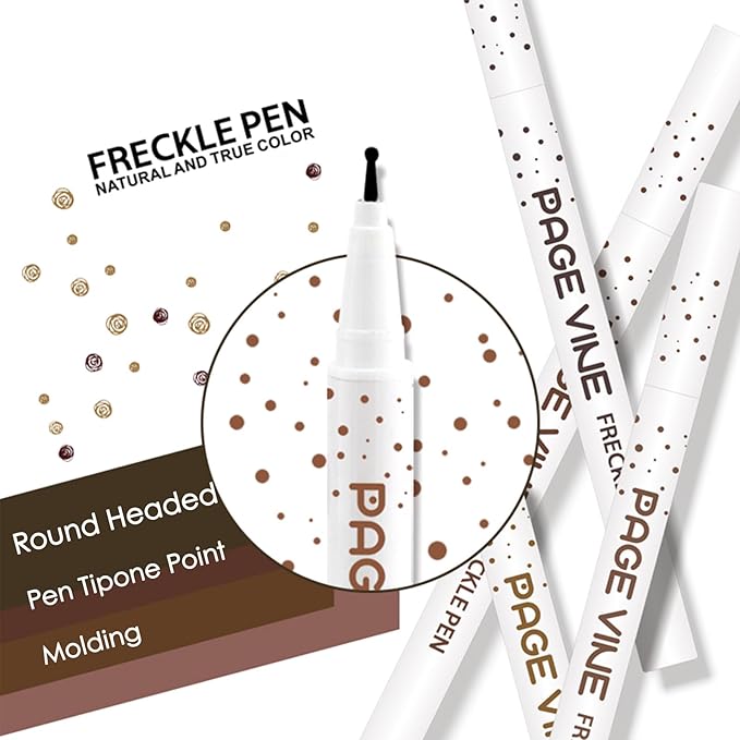 2 Pack Freckle Pen,Liquid Face Fake Freckles Pens to Create Natural Freckle Makeup and Freck beauty,Fake Freckles Waterproof for Lifelike Sunkissed Makeup,Mole Pen (01Light+04Espresso)