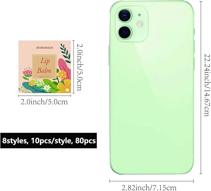 CRASPIRE Lip Balm Labels 80pcs Homemade Lip Balm Labels 2” Clear Lip Balm Labels for Tubes Printable Waterproof Lip Balm Stickers Labels for Lip Balm Handcream Candle Container（Flowers-Orange Yellow）
