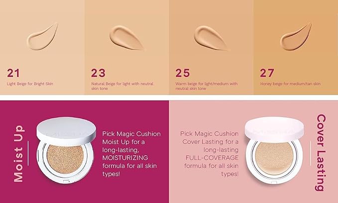 MISSHA Magic Cushion Foundation No.23 (2 Pack) Light Beige for Bright Skin - Flawless Coverage,Dewy Finish,Easy Application for All Skin Types
