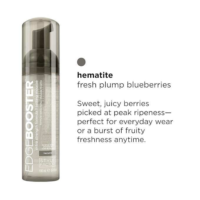 Style Factor EDGE BOOSTER Extra Strength Setting Mousse – Frizz Control, Extra Volume, and Conditioning – 2.5oz Hematite Mousse for Curly Hair