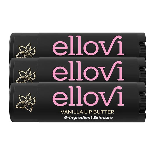 Natural Lip Butter Lip Balm - Vanilla - Pure Enough to Eat - Made With Just 6 Vegan Ingredients - 100% Natural & Organic Moisturizing Lip Care for All Day Hydration (4-Pack)