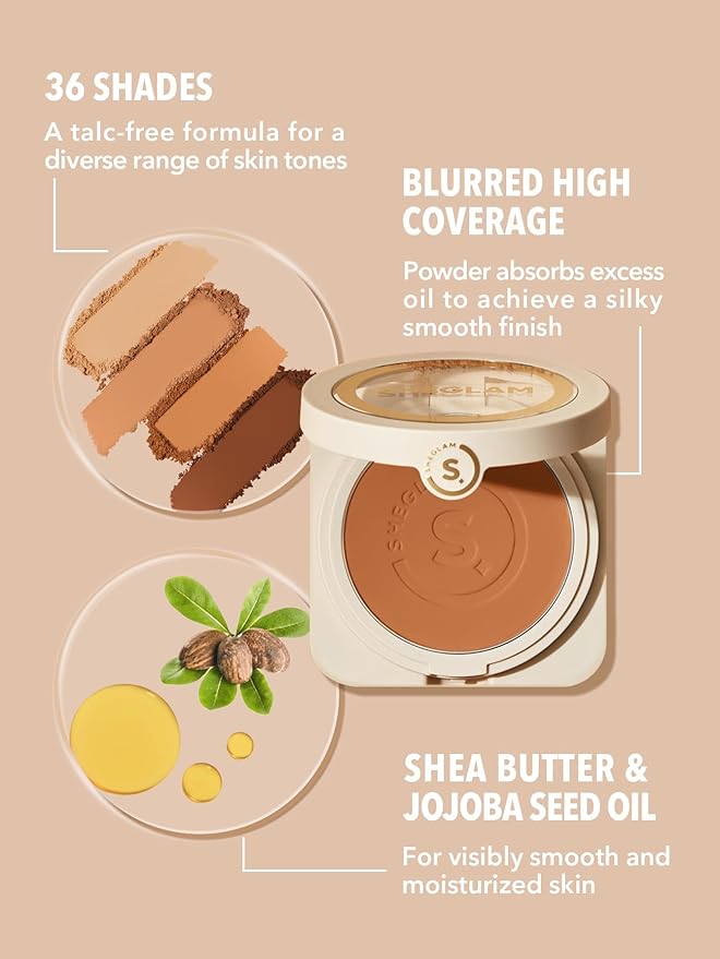 SHEGLAM SKin-Focus Full Coverage Powder Foundation Oil-Control Lightweight Face Pressed Powder Makeup-Buttercream