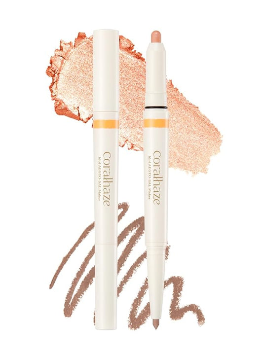 CORALHAZE Idol AEGYO-SAL Maker 03 Tangerine Coral, 2-in-1 Under-Eye Highlighter and Contour Liner for Bright, Voluminous Eyes, Long-Lasting, Smudge-Proof Shimmer Stick with Natural Glow, Korean Beauty