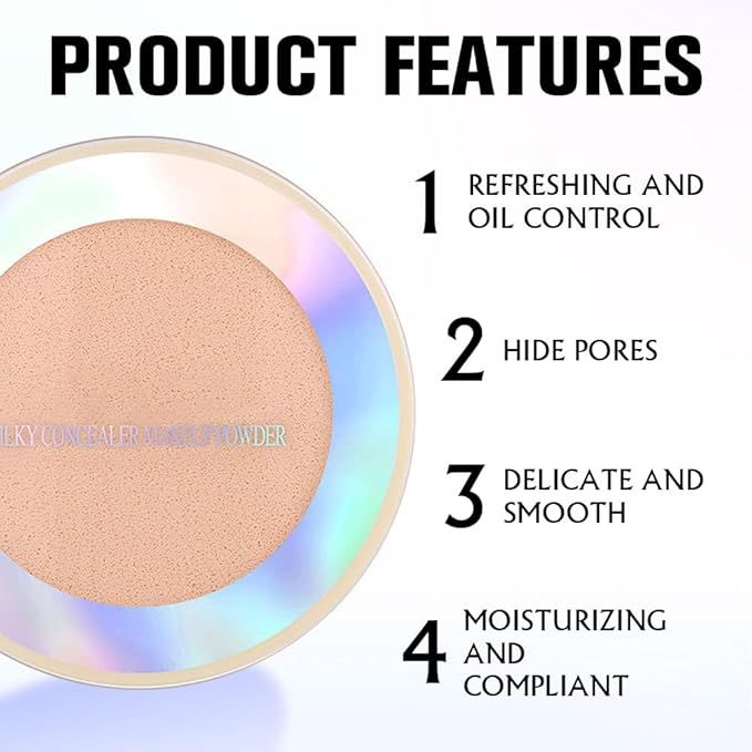 Oil Control Face Pressed Powder, Ultra-Fine Lightweight Face Powder, Soft-focus Matte Finish, Sheer Coverage, Lasting Oil Control, Ivory White (01#)