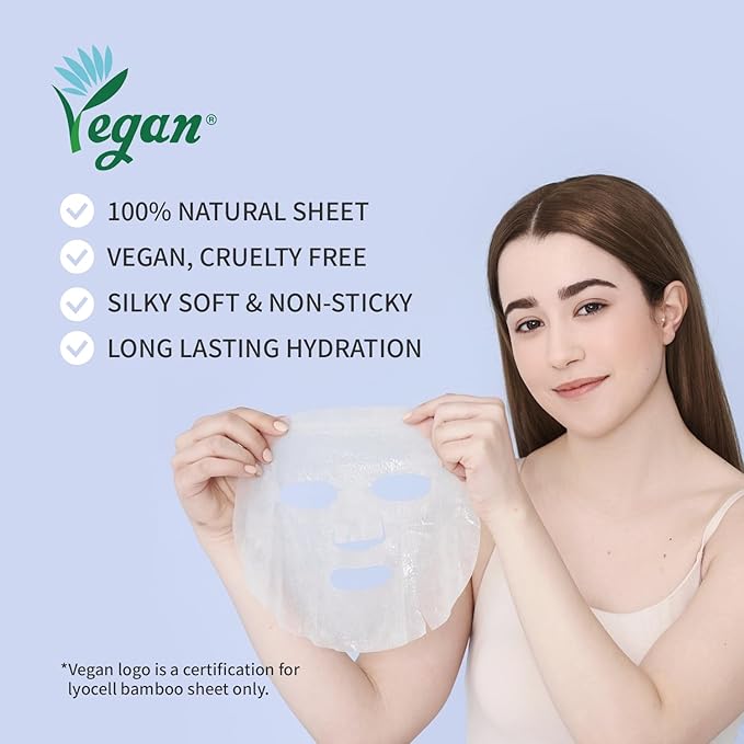 Hydrating Sheet Mask Starter Kit Variety Pack for Skin Care, Dry, Ance, Sensitive Skin, Korean Vegan Facial Sheet Mask for Men & Women, Collagen, Cica, Ceramide, Hyaluron, Retinol 5EA