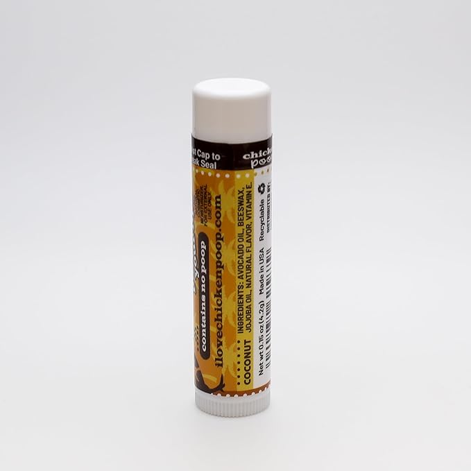 Chicken Poop Lip Balm Simone Chickenbone 100% Natural Moisturizer for Dry, Chapped Lips, Combo (Original, Mint, Outdoors with SPF 30, Coconut), 4 Pack