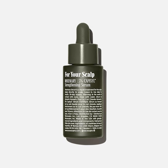 Nécessaire Rosemary Serum | For Denser, Fuller, Healthier Looking Hair Women & Men | 70% Rosemary Water, Oil, Extract + 5% Capixyl™| Good For Hair Thinning | Quick-Dry, No Residue | Vegan | 1 fl oz