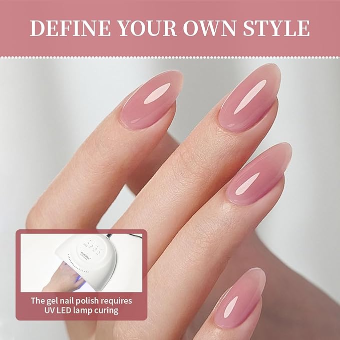 JODSONE 23PCS Gel Nail Polish Set 20 translucent Jelly Color Natural and Elegant Long Lasting Suitable for Home and Salon