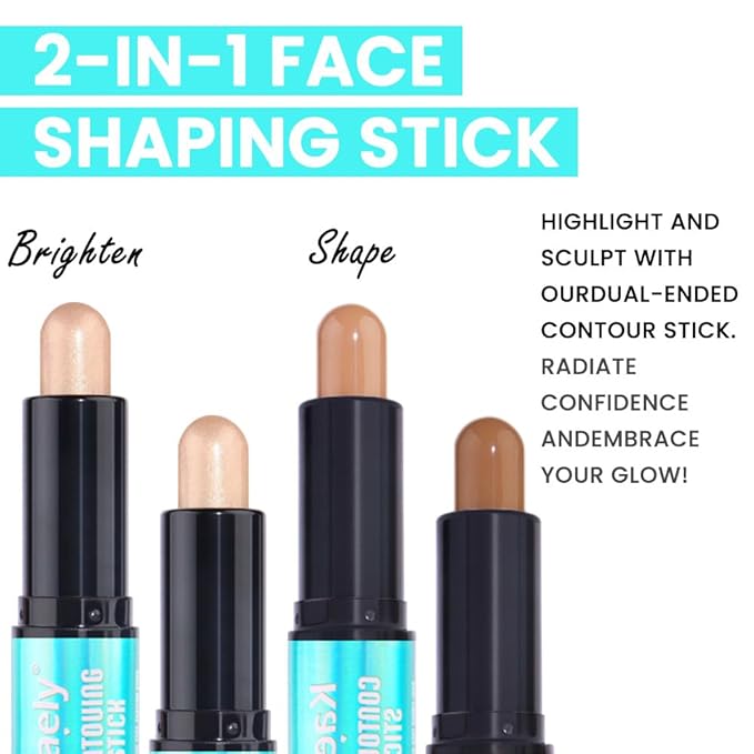 evpct 2in1 Face Shaping & Contouring Stick Cream Contour Concealer Bronzer Stick Makeup Kit for Face Highlighter Makeup Stick contorno maquillaje de maquillaje, NEW Medium + NEW Medium Tan