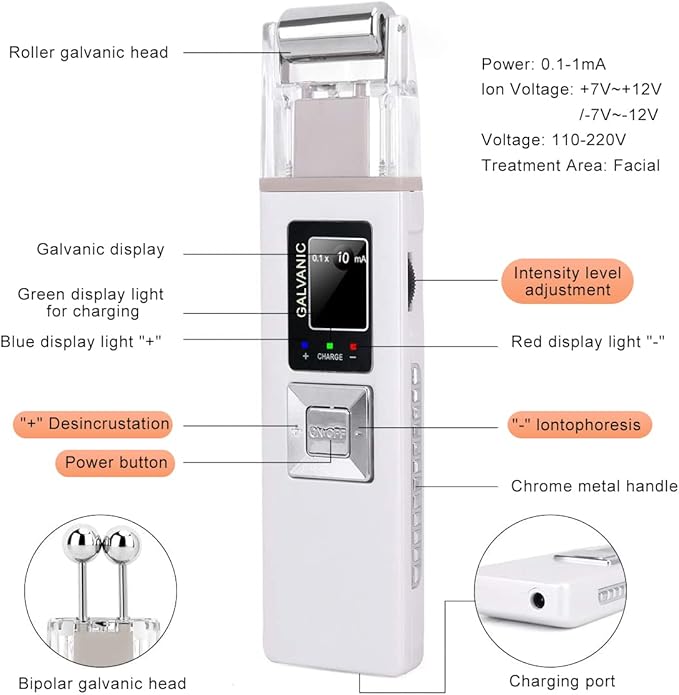 Portable Galvanic Microcurrent Skin Firming Machine, Anti-Aging Face Lift Massager Home Use Beauty Salon Device