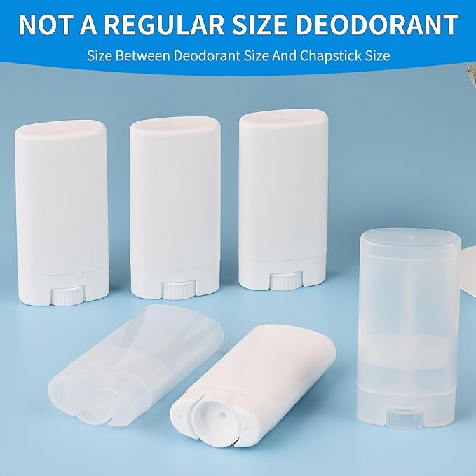 Empty Oval Deodorant Lip Lipstick Balm Tubes Containers Plastic 20PCS 15ML Transparent (15ml, Transparent)
