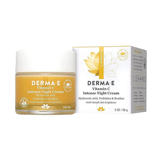 DERMA-E Vitamin C Intense Night Cream – Brightening and Hydrating Facial Skin Renewing Cream – Anti-Aging Overnight Facial Moisturizer, 2 oz