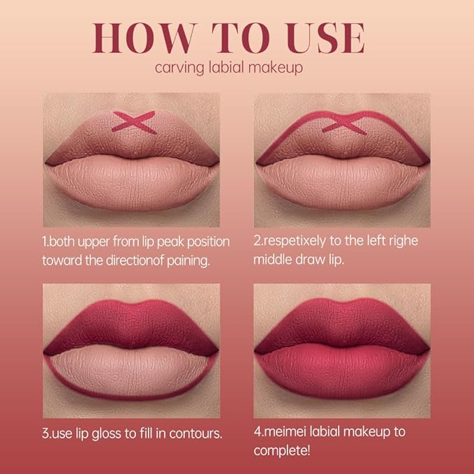 Matte Lip Liner Lip Gloss Set, Long Lasting Waterproof Lip Gloss Set, Long-Lasting And Hydrating Beauty Daily Cosmetics Gift for Girls,High Pigment Not Easy to Lip Stains, Bright Pink