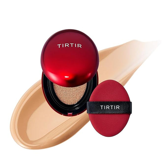 [*Mini Size*] TIRTIR Mask Fit Red Cushion Foundation | Full coverage, Weightless, Skin fit, Satin Glow Finish, Korean Makeup, beauty, Tattoo cover up, Buildable (#27C Cool Beige, 0.15 Fl Oz)