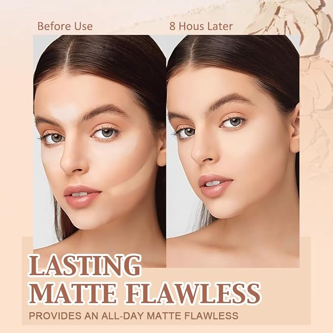 Oil Control Matte Perfection Face Pressed Powder, Matte Smooth Flawless Setting Powder Makeup, Polvo Compacto De Maquillaje, Waterproof Long Lasting, Cruelty Free, 0.35Oz(125 Ivory Buff, 1)