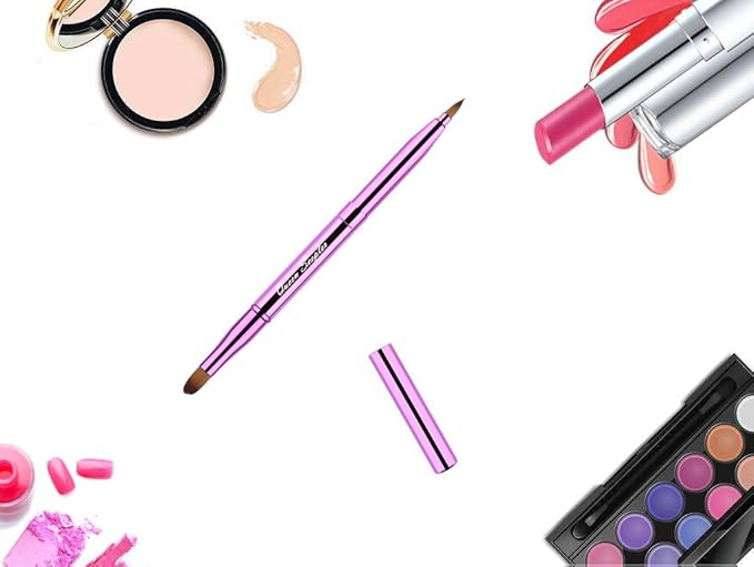 Cosmetic Brushes Lip Eye Double Sided Makeup Brush with Cap for Travel Retractable Lip Brush Eyebrow Brush Concealer Brush For Lipstick Portable Purple