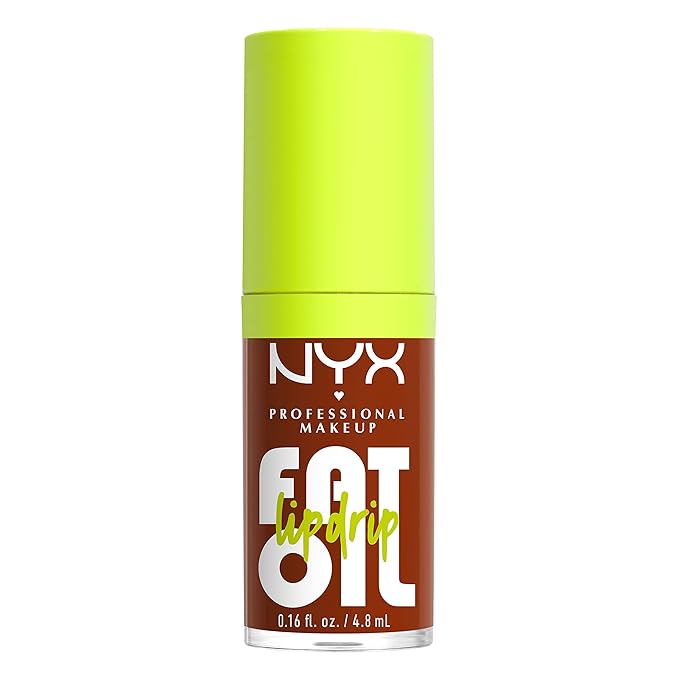 NYX PROFESSIONAL MAKEUP Fat Oil Lip Drip, Moisturizing Lip Oil Gloss, Vegan Tinted Formula, Up to 12 HR Hydration - Scrollin' (Deep Caramel)