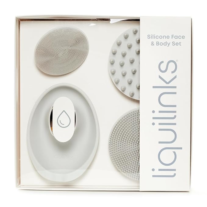 Skincare Essentials Kit - 4 Piece Bundle Pack - Face and Body Silicone Spa Accessory - Essential Beauty Set for Teen Girls Dove Grey