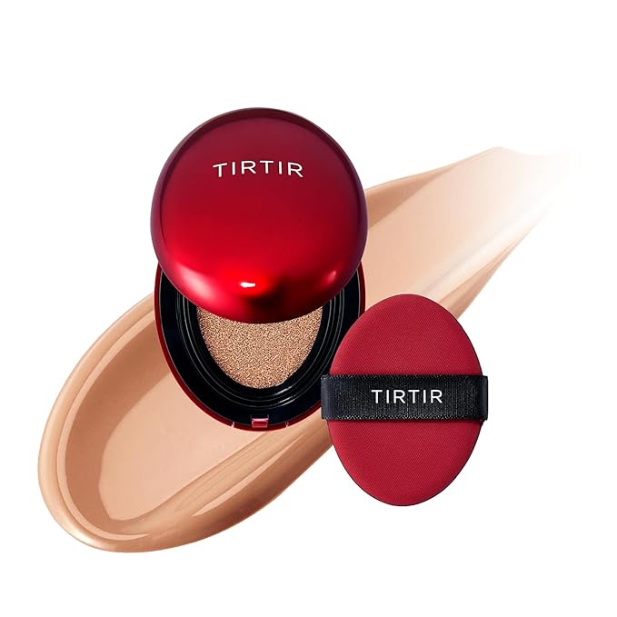 [*Mini Size*] TIRTIR Mask Fit Red Cushion Foundation | Full coverage, Weightless, Skin fit, Satin Glow Finish, Korean Makeup, beauty, Tattoo cover up, Buildable (#33C Hazel, 0.15 Fl Oz)