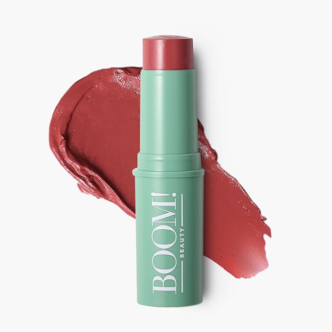 BOOM Beauty Boom Stick Rose Nude: 3-in-1 Cream Blush Stick for Eyes, Lips & Cheek, Long-Wearing Blendable & Building Color Vegan Lipstick for All Skin