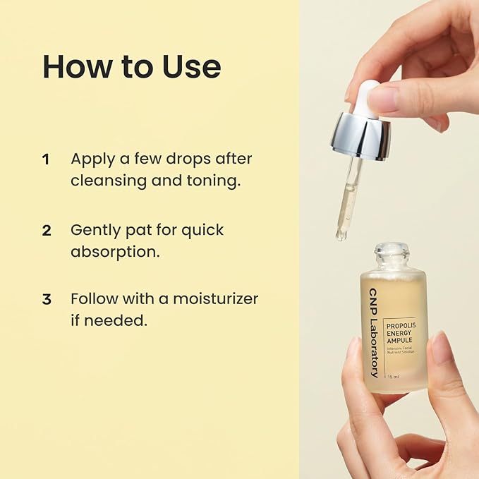 CNP Honey Glow Serum - Hyaluronic Acid & Propolis for Hydrating, Anti-Aging, Centella Soothing Serum, for Sensitive Skin, Korean Skin Care (0.5 fl. oz)