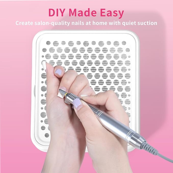Missshine Nail Dust Collector with Adjustable Suction Power，Mini Vacuum Nail fan Dust Collector With Reusable Filter for Girls