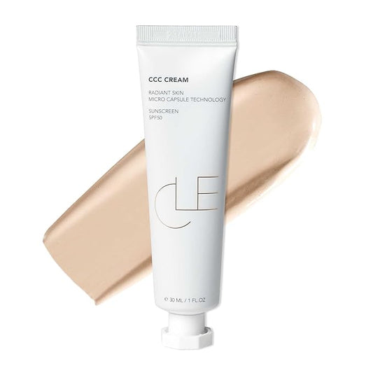 CLE Cosmetics CCC Cream (Neutral Fair 101 / SPF 50) - Color Correcting CC Cream with Sunscreen - Lightweight, Hydrating, Light to Medium Coverage Foundation - BB & CC Cream Hybrid - 1 fl oz