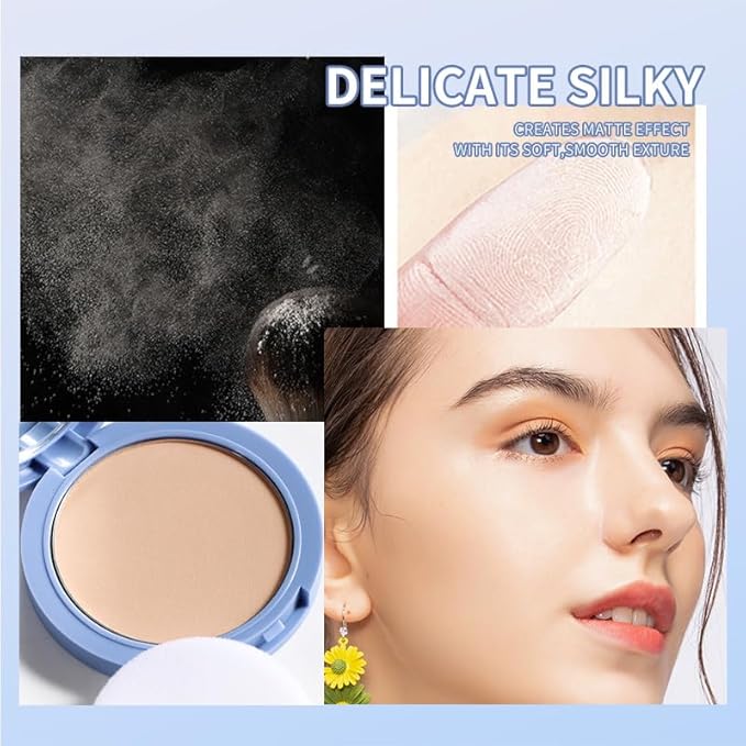 Oil Control Face Pressed Powder, Matte and Smooth Translucent Powder Setting Powder Makeup, Waterproof Long Lasting Finishing Face Powder, Cruelty-free, 0.35Oz (03 Dark)