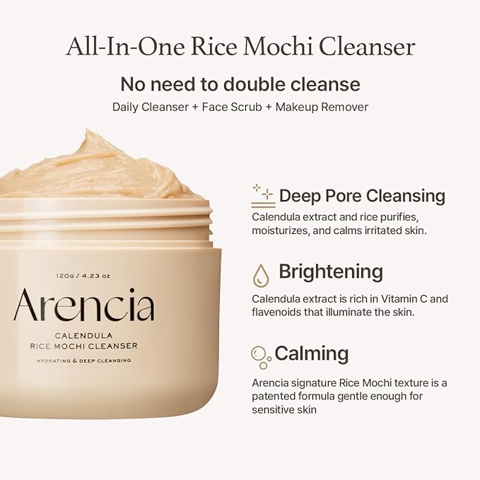 Calendula Rice Mochi Fresh Cleanser - Moisturizing, Brightening & Deep-Cleansing (4.23oz)