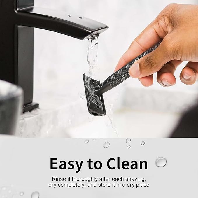 Matte Gun Black Double Edge Safety Razor, Single Blade Razors for Men and Women, with 10 Stainless Steel Safety Razor Blades, Reusable, Eco-friendly, Smooth and Close Shaving, Plastic Free